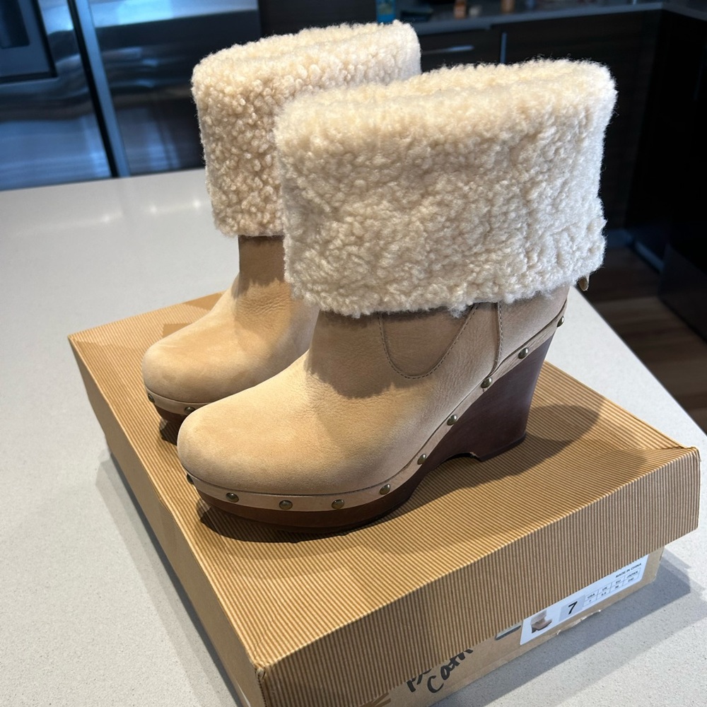 UGG Boots, Size 7, wood platform & stud details
